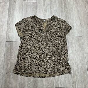 Old Navy Leopard Print Blouse - Black and Tan